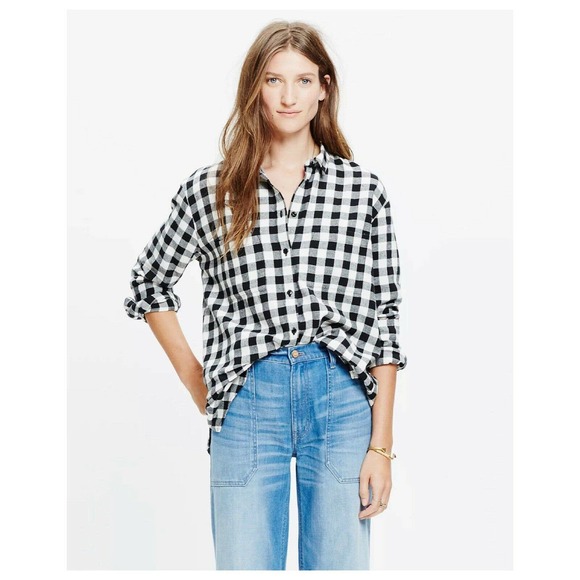 Madewell Tops - Madewell Oversized Buffalo Check Flannel Boyshirt Button Down Top